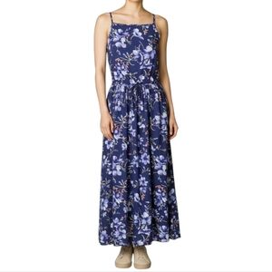 Band of Gypsies Navy Blue Boho Floral Maxi Dress Women's Size L